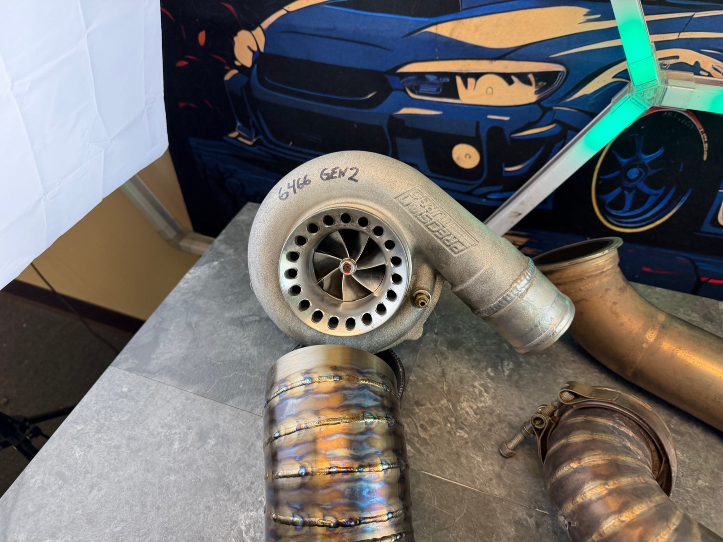 CUSTOM rotated turbo kit ( like ETS ) 08-21 STi 08-14 WRX w: PTE 6466 gen 900 HP & custom pie cut TITANIUM intake SUBARU