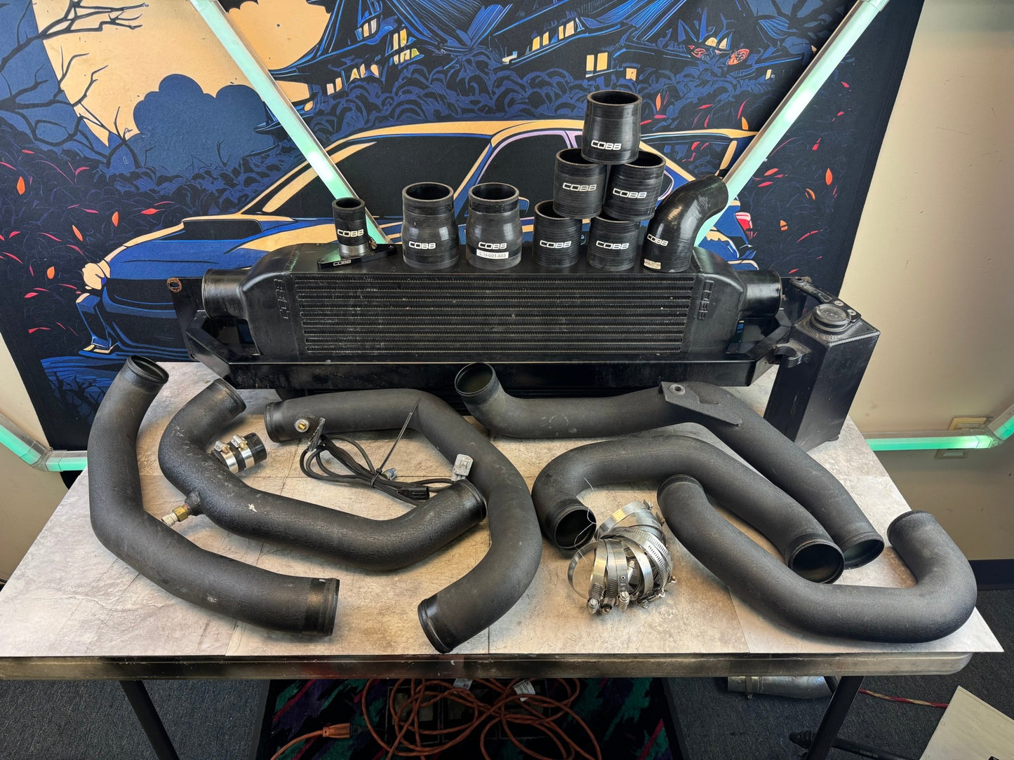 Cobb 4" Speed Density Front Mount Intercooler Kit With Coolant Overflow For 15-21 STi