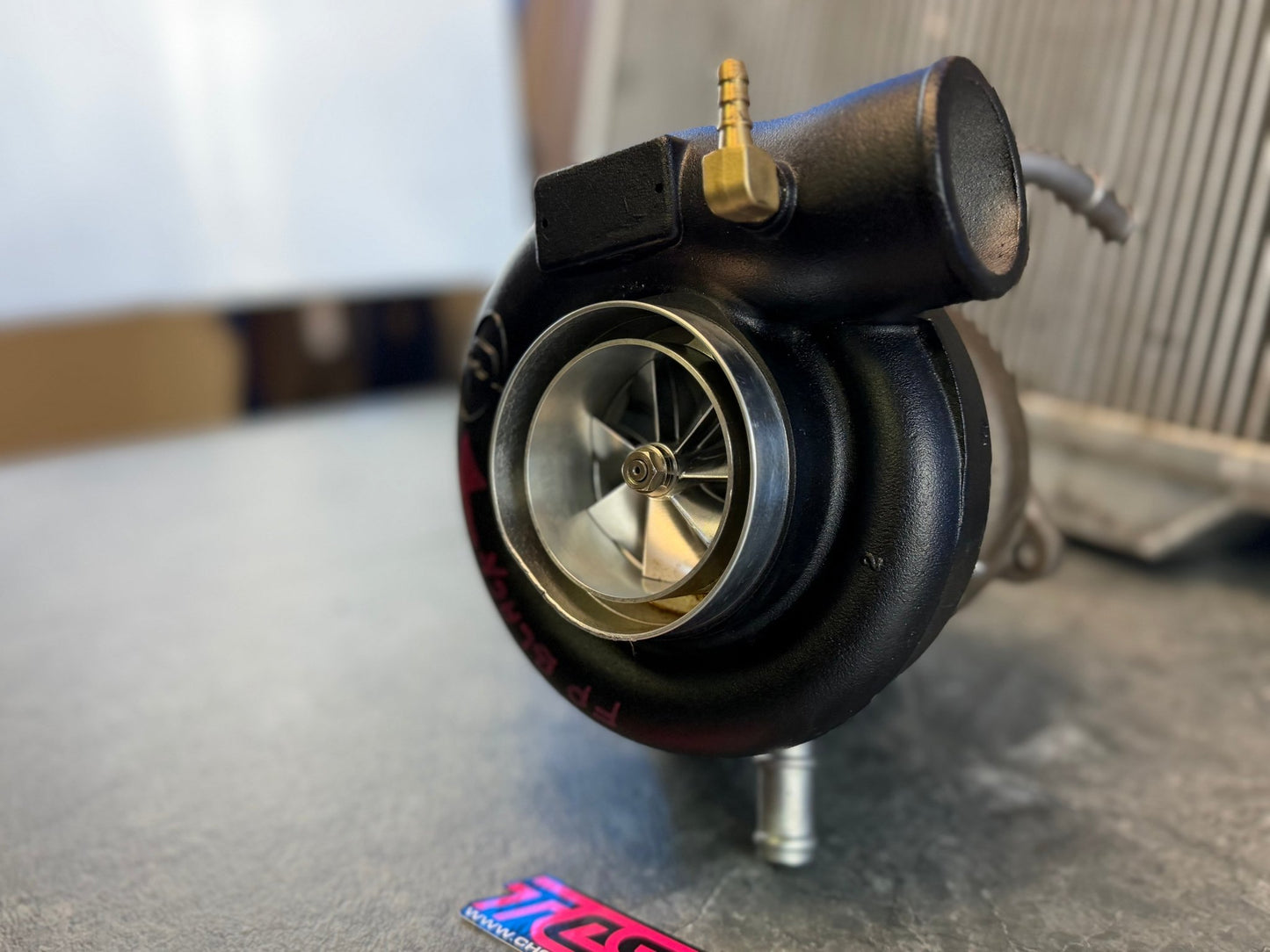 FP “ black “ stock location turbo Subaru STi & wrx ej257 forced performance 84 HTZ 3.25” cover JB 10 CM