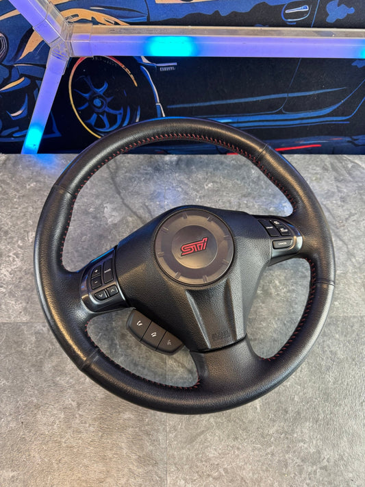 2008-2014 Subaru WRX STi OEM Steering Wheel And Airbag Assembly Rare Black Accenting