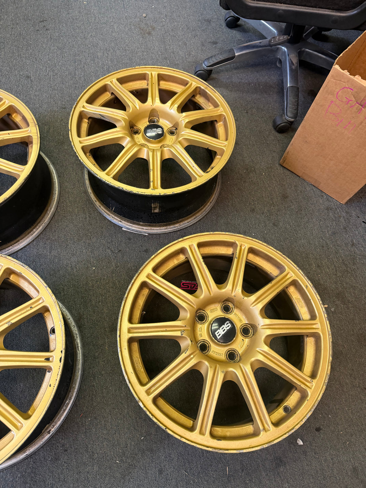 OEM Subaru STi gold BBS forged wheels 2005 -2007 Subaru STi 17x8 +53 5x114