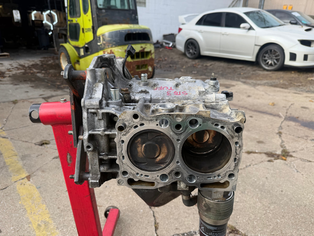 IAG STAGE 3 TUFF short block USED closed deck ej257 99.75 MM forged , I beam rods , arp rod bolts , nitrate crank , 1/2” drilled , ARP 1/2” studs included