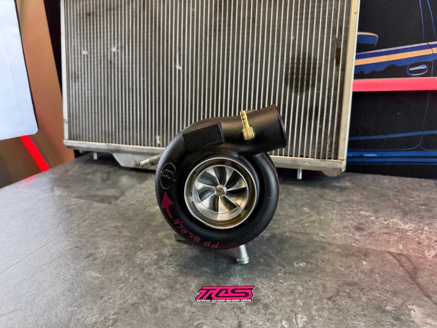 FP “ black “ stock location turbo Subaru STi & wrx ej257 forced performance 84 HTZ 3.25” cover JB 10 CM