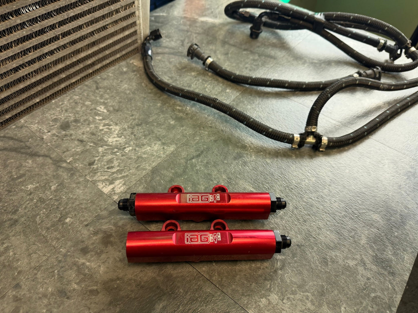 Under hood fuel kit w/ braided ss lines , quick connects, oem fpr w/ adapter and IAG v2 billet rails