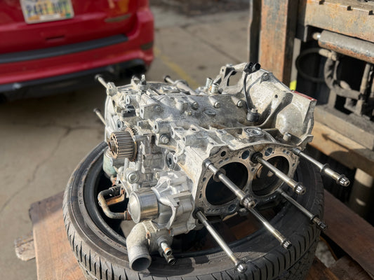 IAG STAGE 3 TUFF short block USED closed deck ej257 99.75 MM forged , I beam rods , arp rod bolts , nitrate crank , 1/2” drilled , ARP 1/2” studs included
