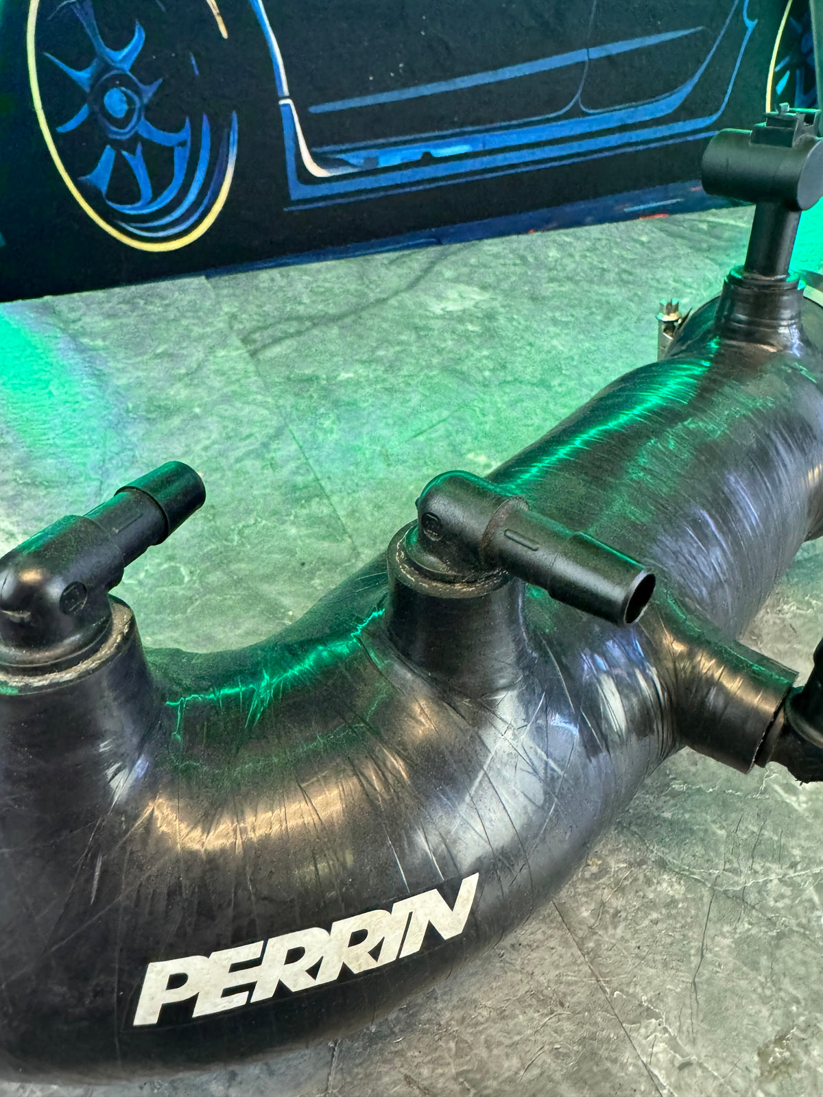 2004-2021 Subaru STi / 2002-2007 WRX Perrin Performance Silicone Turbo Inlet Black With Fittings