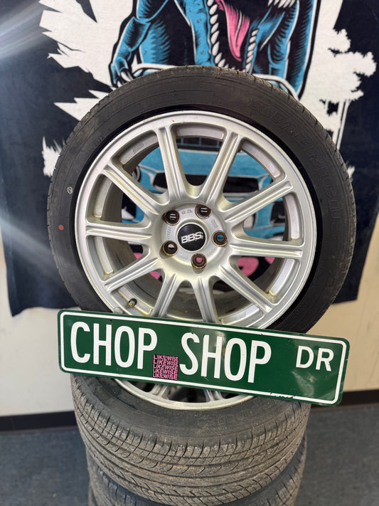 OEM forged BBS wheels Subaru STi 2005-2007 5x114 +53 17x8 clear brembos wrx swap w/ tires