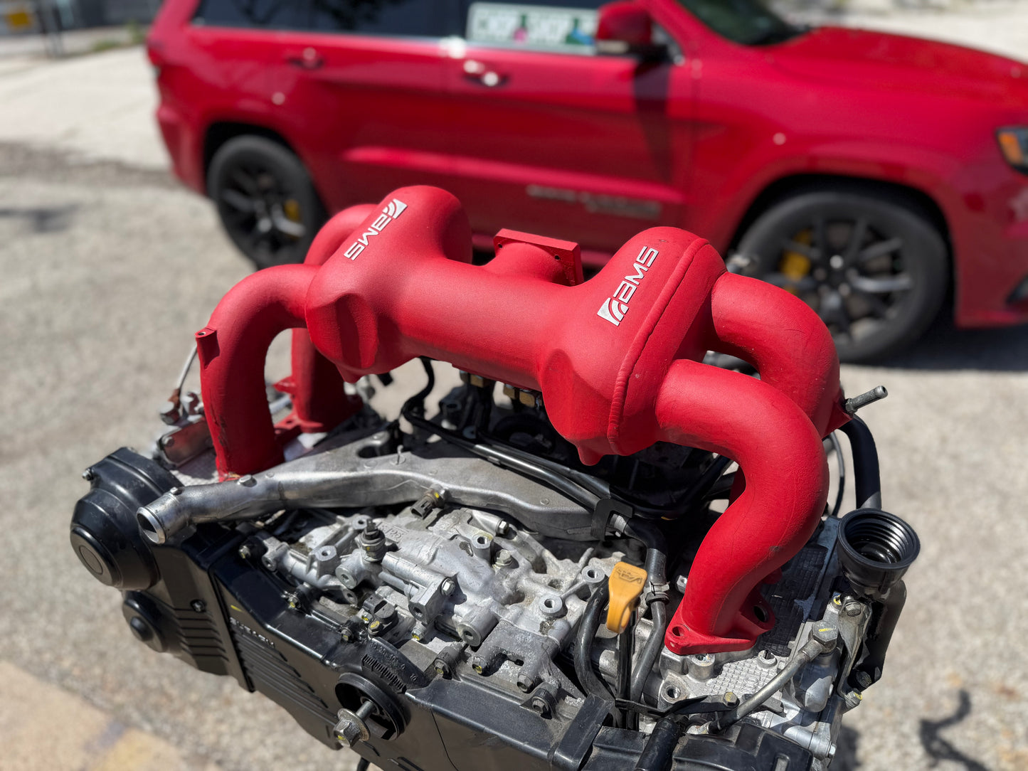 AMS standard cast intake manifold 02-21 Subaru STi red “ standard “ wrx EJ257 EJ25