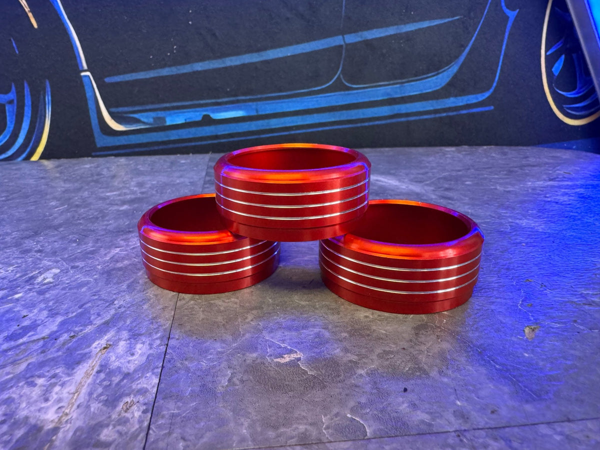 2015-2021 Subaru WRX STi Billetworkz Aluminum Climate Control Knob Covers Red